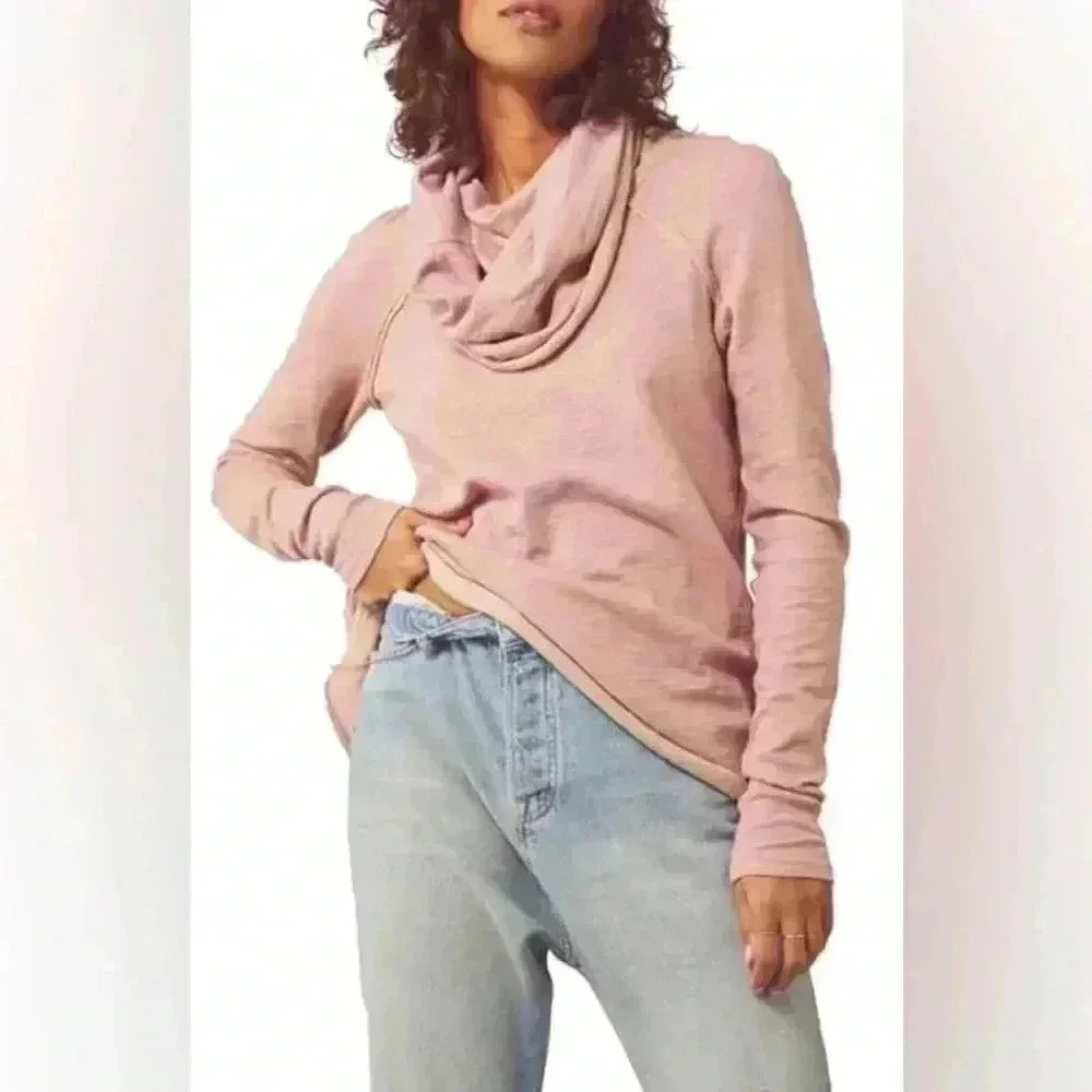 Free People Beach Two Body Corps Deux Pink Cocoon Cowl Neck Pullover Size M/L